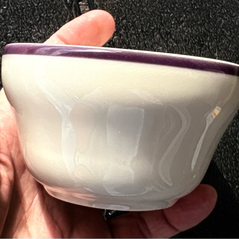 Homer Laughlin Ramekin Custard bowl with Purple Rim